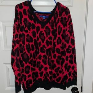 APT 9 red cheetah sweater